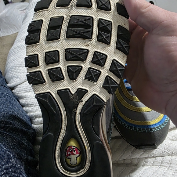 Nike Air Max 97 Gray Blue Yellow Athletic Shoes - Picture 4 of 4